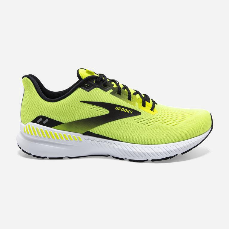 Brooks Launch Gts 8 Israel - Men's Energy Return Road Running Shoes - Nightlife/Black/White/GreenYel